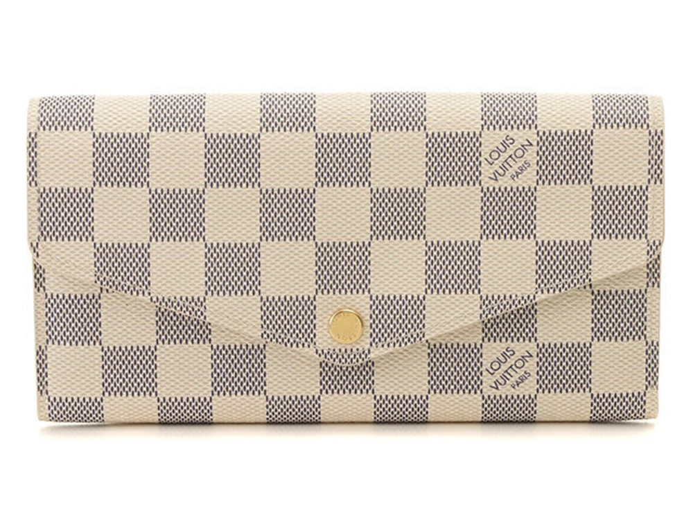 LOUIS VUITTON Long Wallet Portefeuille Sarah Damier Azur White